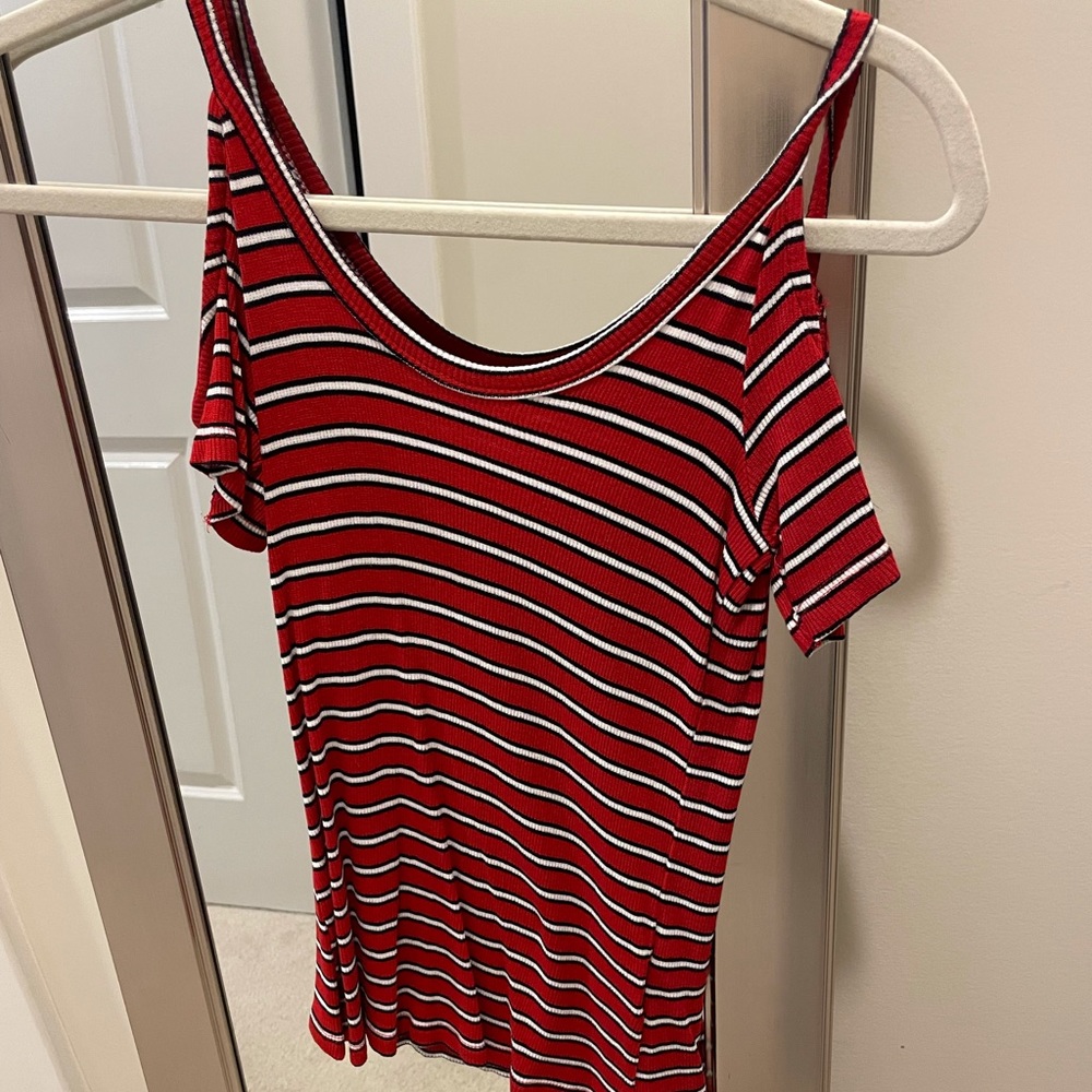 Blue, red & white top
